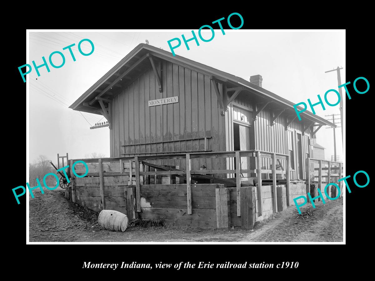 OLD LARGE HISTORIC PHOTO OF MONTEREY INDIANA, ERIE RAILROAD STATION c1910 3