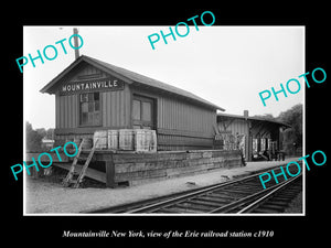 OLD LARGE HISTORIC PHOTO OF MOUNTAINVILLE NEW YORK, ERIE RAILROAD STATION c1910