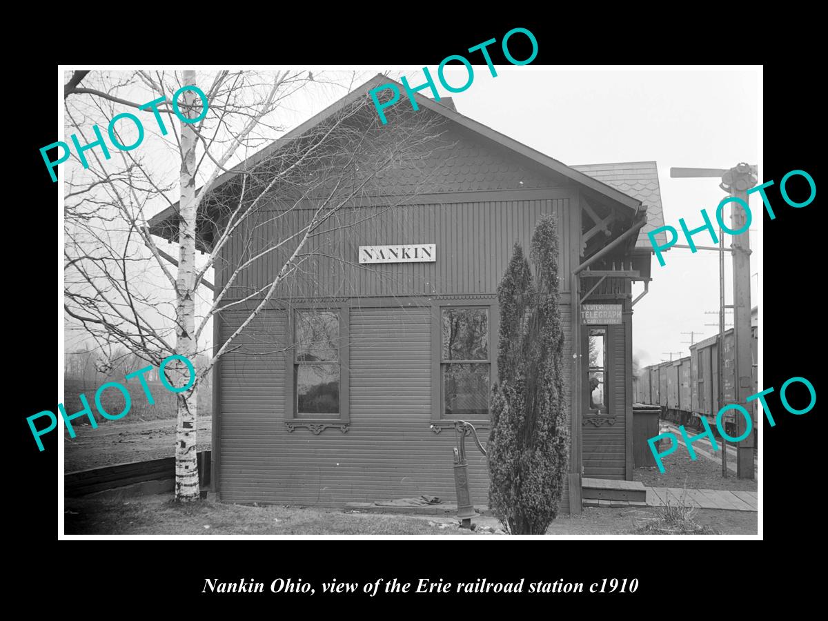 OLD LARGE HISTORIC PHOTO OF NANKIN OHIO, THE ERIE RAILROAD STATION c1910 2