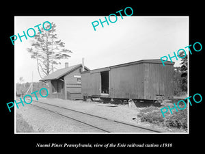 OLD LARGE HISTORIC PHOTO OF NAOMI PINES PENNSYLVANIA ERIE RAILROAD STATION c1910