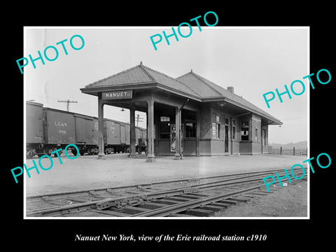 OLD LARGE HISTORIC PHOTO OF NANUET NEW YORK, ERIE RAILROAD STATION c1910