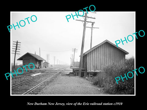 OLD LARGE HISTORIC PHOTO OF NEW DURHAM NEW JERSEY, ERIE RAILROAD STATION c1910 1