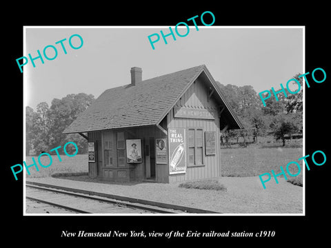 OLD LARGE HISTORIC PHOTO OF NEW HEMSTEAD NEW YORK, ERIE RAILROAD STATION c1910 2