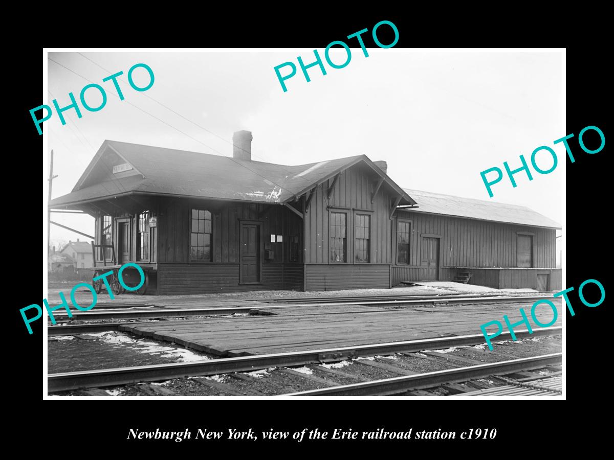 OLD LARGE HISTORIC PHOTO OF NEWBURGH NEW YORK, ERIE RAILROAD STATION c1910