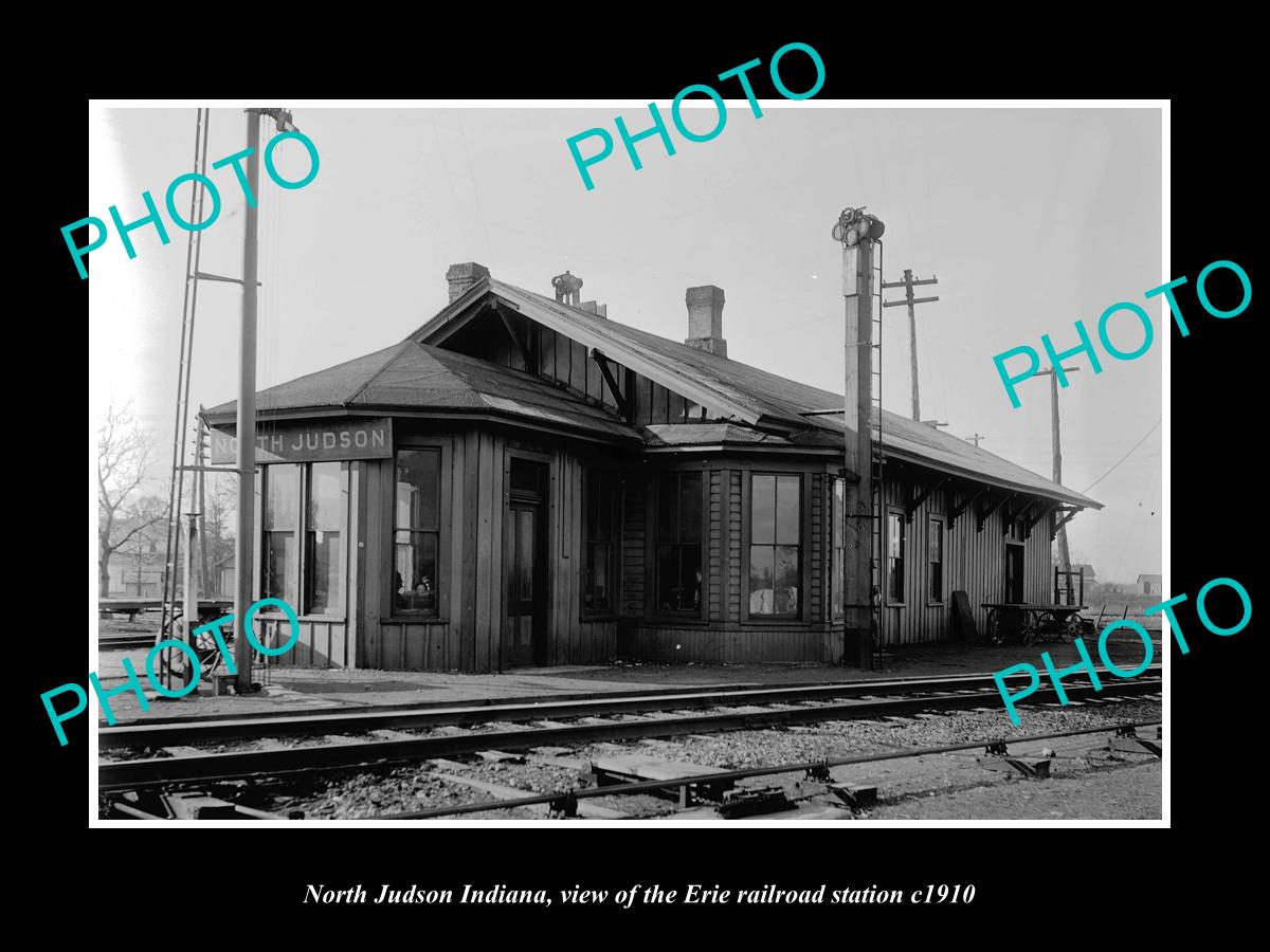 OLD LARGE HISTORIC PHOTO OF NORTH JUDSON INDIANA, ERIE RAILROAD STATION c1910 2