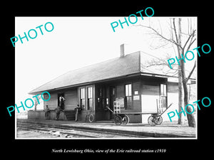 OLD LARGE HISTORIC PHOTO OF NORTH LEWISBURG OHIO, ERIE RAILROAD STATION c1910 1