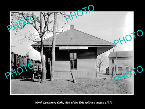 OLD LARGE HISTORIC PHOTO OF NORTH LEWISBURG OHIO, ERIE RAILROAD STATION c1910 2