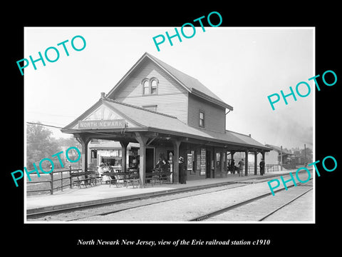 OLD LARGE HISTORIC PHOTO OF NORTH NEWARK NEW JERSEY, ERIE RAILROAD STATION c1910