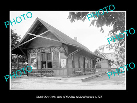 OLD LARGE HISTORIC PHOTO OF NYACK NEW YORK, THE ERIE RAILROAD STATION c1910 1