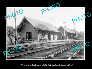 OLD LARGE HISTORIC PHOTO OF NYACK NEW YORK, THE ERIE RAILROAD STATION c1910 2