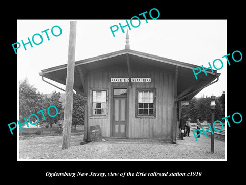 OLD LARGE HISTORIC PHOTO OF OGDENSBURG NEW JERSEY, ERIE RAILROAD STATION c1910 1