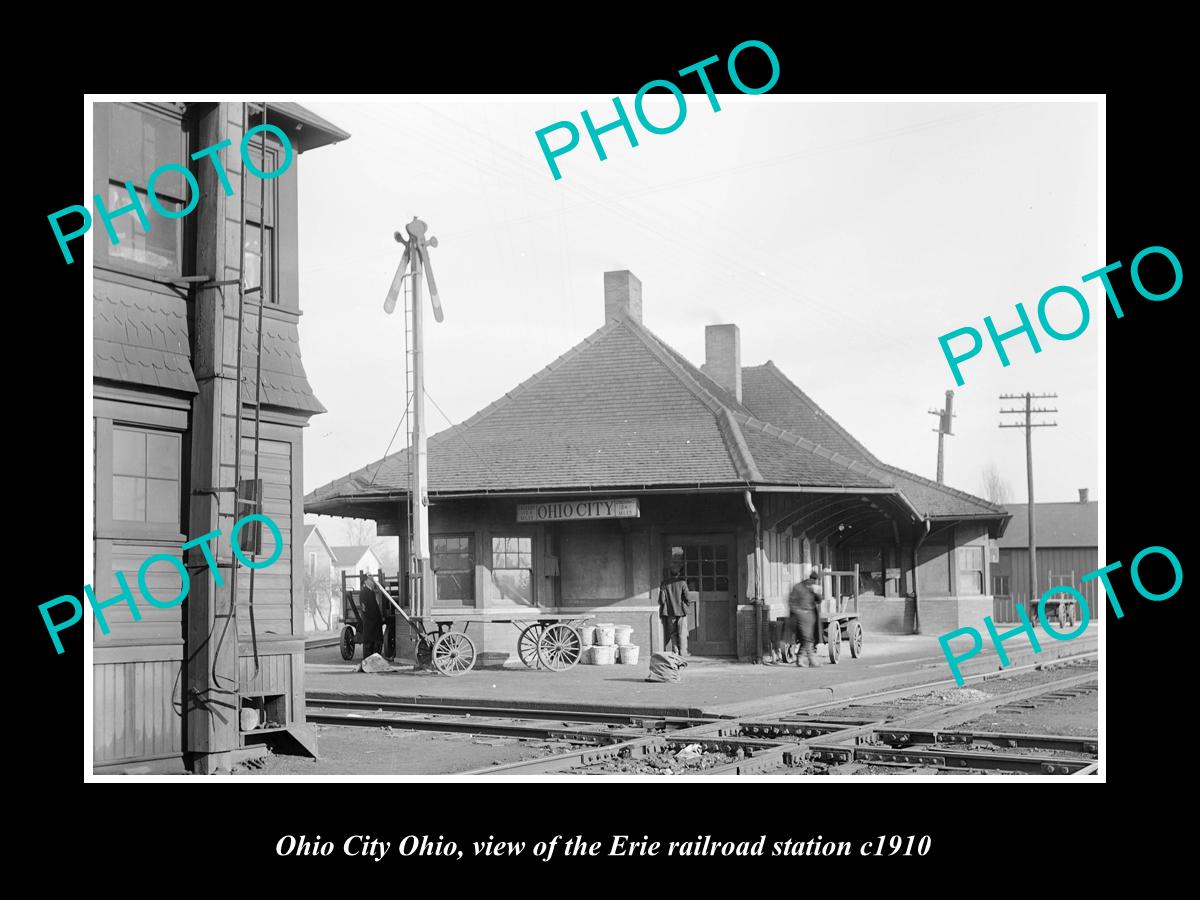 OLD LARGE HISTORIC PHOTO OF OHIO CITY OHIO, THE ERIE RAILROAD STATION c1910 1