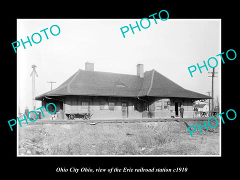 OLD LARGE HISTORIC PHOTO OF OHIO CITY OHIO, THE ERIE RAILROAD STATION c1910 2