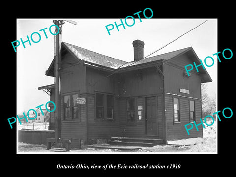 OLD LARGE HISTORIC PHOTO OF ONTARIO OHIO, THE ERIE RAILROAD STATION c1910