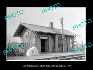 OLD LARGE HISTORIC PHOTO OF ORA INDIANA, THE ERIE RAILROAD STATION c1910 1