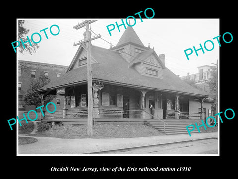 OLD LARGE HISTORIC PHOTO OF ORADELL NEW JERSEY, ERIE RAILROAD STATION c1910 1