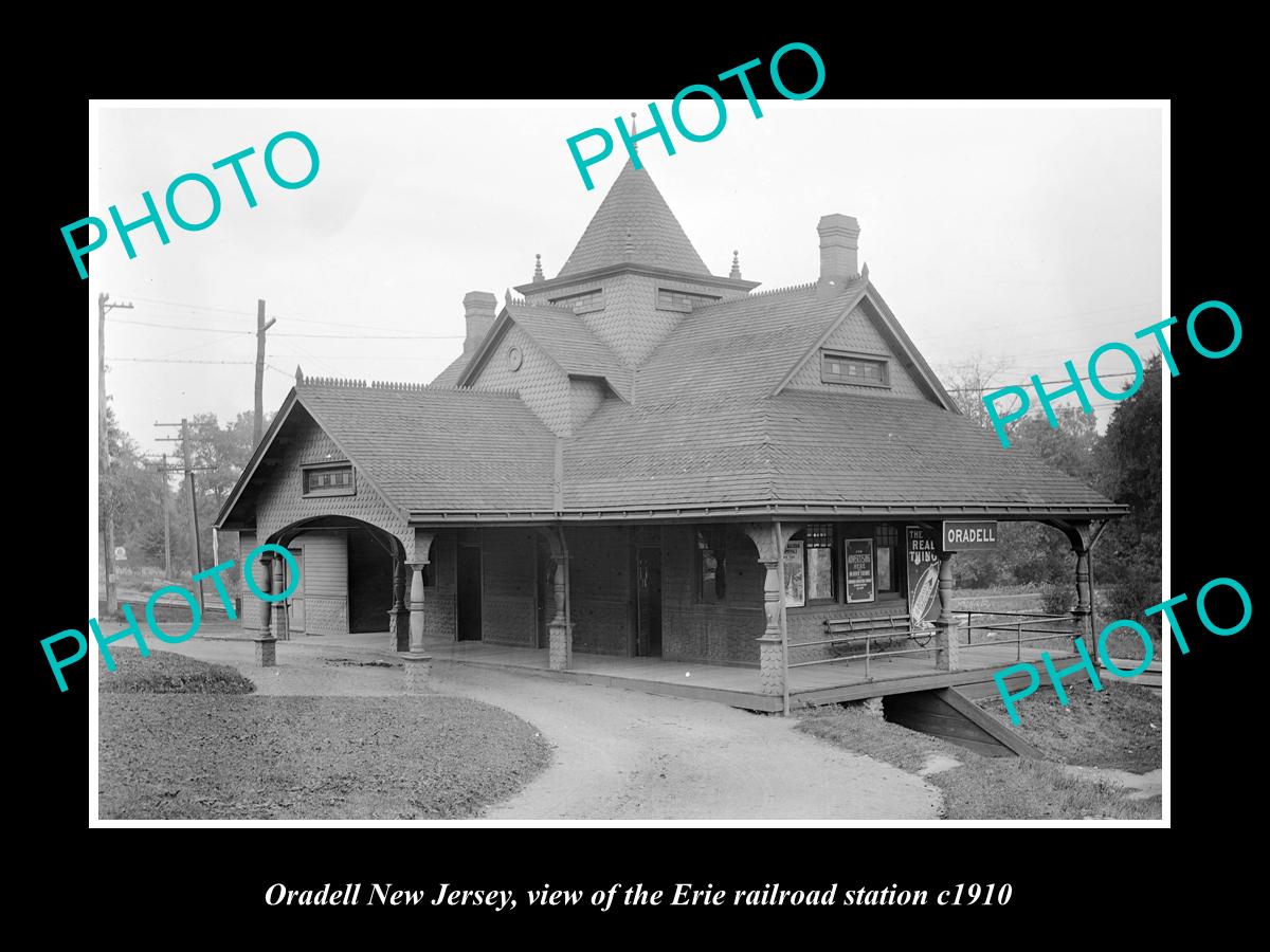 OLD LARGE HISTORIC PHOTO OF ORADELL NEW JERSEY, ERIE RAILROAD STATION c1910 2