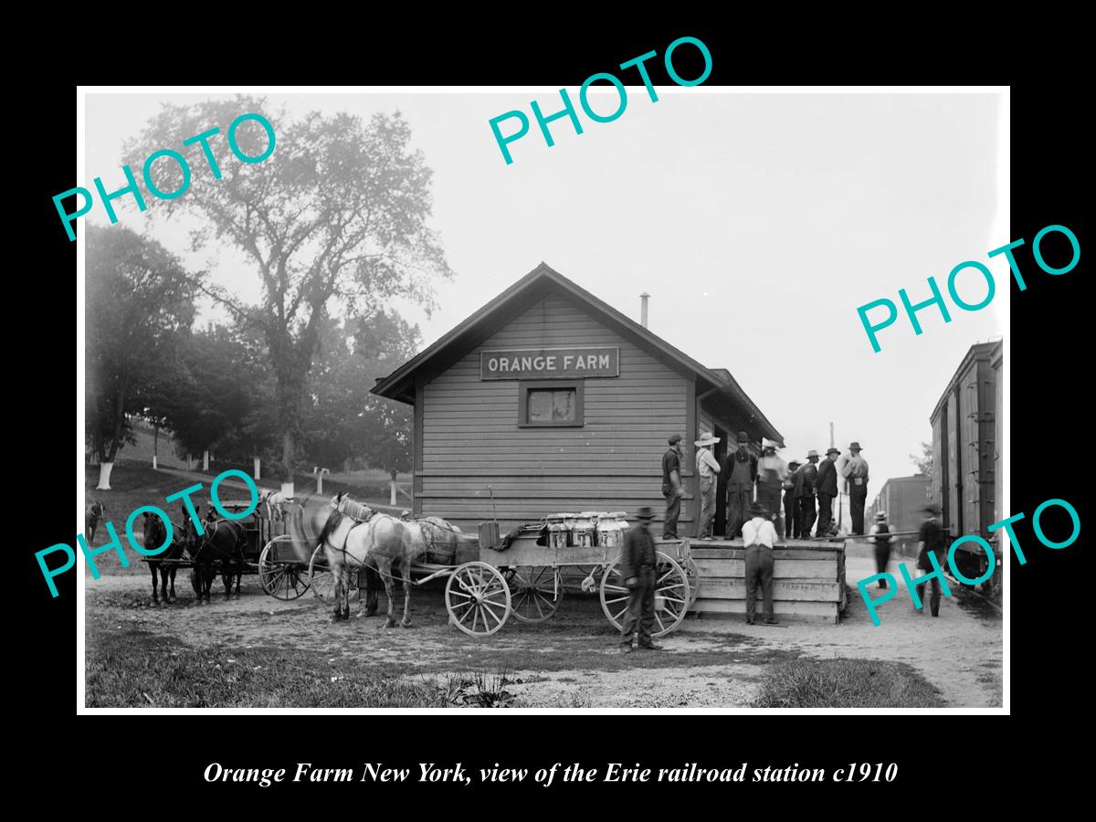 OLD LARGE HISTORIC PHOTO OF ORANGE FARM NEW YORK, ERIE RAILROAD STATION c1910 1