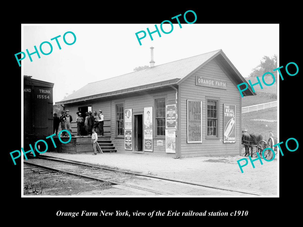 OLD LARGE HISTORIC PHOTO OF ORANGE FARM NEW YORK, ERIE RAILROAD STATION c1910 2