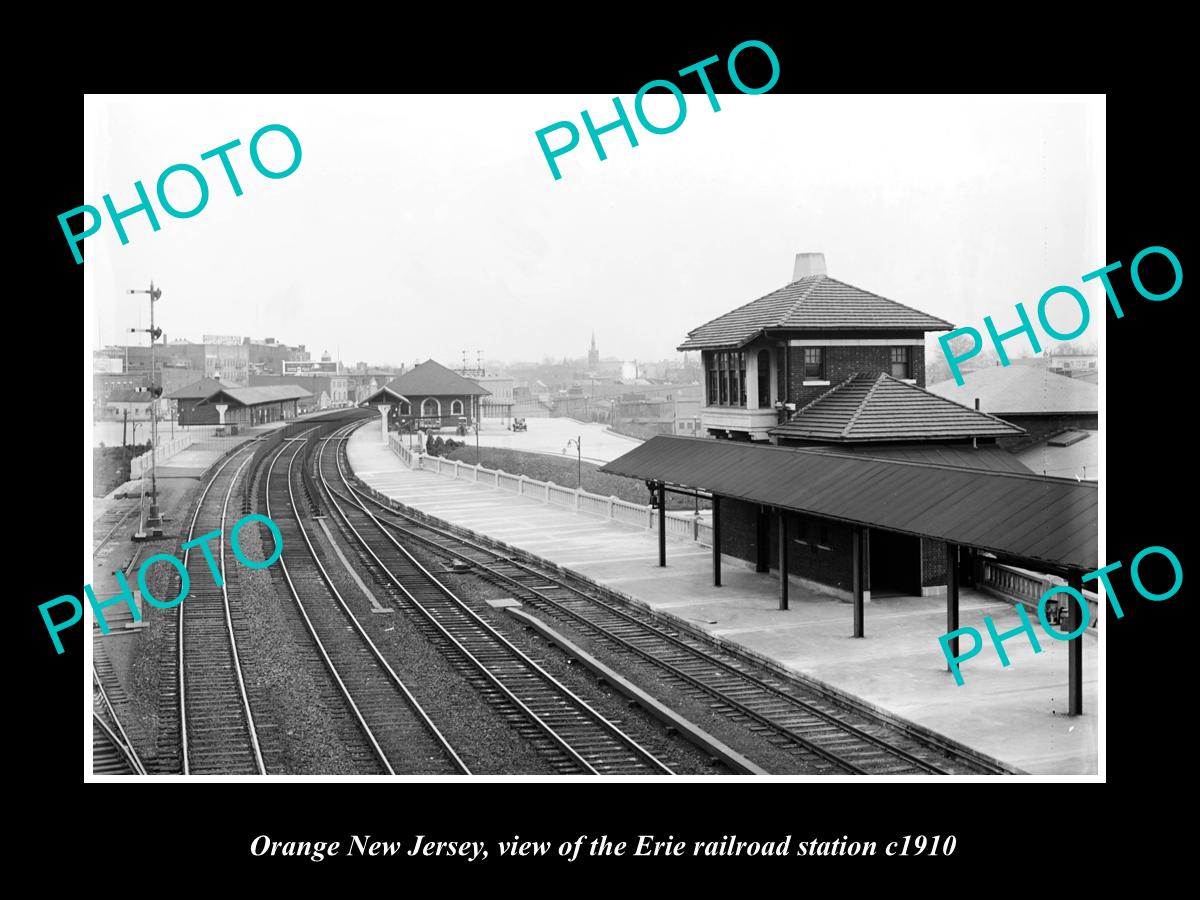 OLD LARGE HISTORIC PHOTO OF ORANGE NEW JERSEY, THE ERIE RAILROAD STATION c1910 1