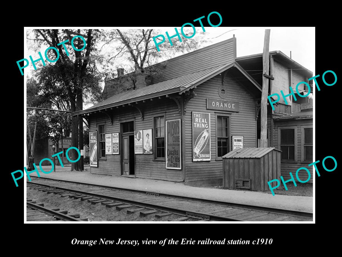 OLD LARGE HISTORIC PHOTO OF ORANGE NEW JERSEY, THE ERIE RAILROAD STATION c1910 2