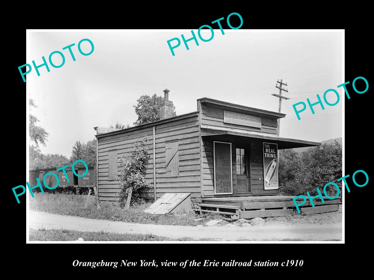 OLD LARGE HISTORIC PHOTO OF ORANGEBURG NEW YORK, ERIE RAILROAD STATION c1910