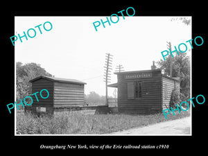 OLD LARGE HISTORIC PHOTO OF ORANGEBURGH NEW YORK, ERIE RAILROAD STATION c1910