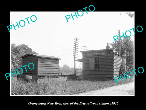 OLD LARGE HISTORIC PHOTO OF ORANGEBURGH NEW YORK, ERIE RAILROAD STATION c1910