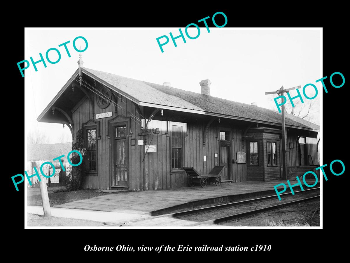 OLD LARGE HISTORIC PHOTO OF OSBORNE OHIO, THE ERIE RAILROAD STATION c1910