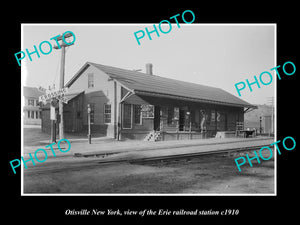 OLD LARGE HISTORIC PHOTO OF OTISVILLE NEW YORK, THE ERIE RAILROAD STATION c1910