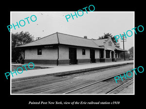 OLD LARGE HISTORIC PHOTO OF PAINTED POST NEW YORK, ERIE RAILROAD STATION c1910 1