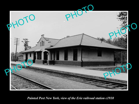 OLD LARGE HISTORIC PHOTO OF PAINTED POST NEW YORK, ERIE RAILROAD STATION c1910 2