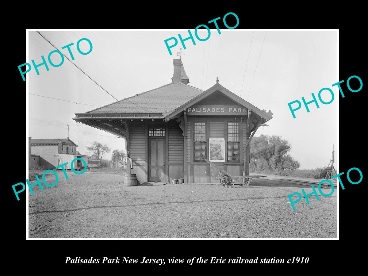 OLD HISTORIC PHOTO OF PALISADES PARK NEW JERSEY, ERIE RAILROAD STATION c1910 2