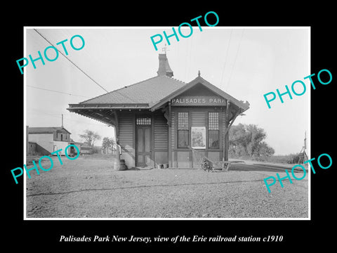 OLD HISTORIC PHOTO OF PALISADES PARK NEW JERSEY, ERIE RAILROAD STATION c1910 2