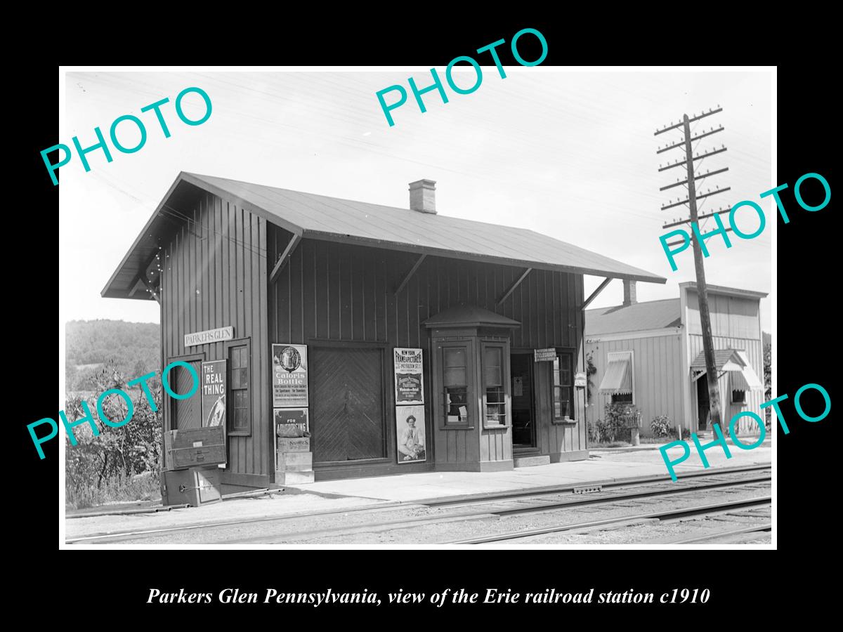 OLD HISTORIC PHOTO OF PARKERS GLEN PENNSYLVANIA, ERIE RAILROAD STATION c1910