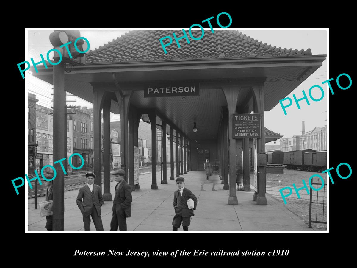 OLD LARGE HISTORIC PHOTO OF PATERSON NEW JERSEY, ERIE RAILROAD STATION c1910 1