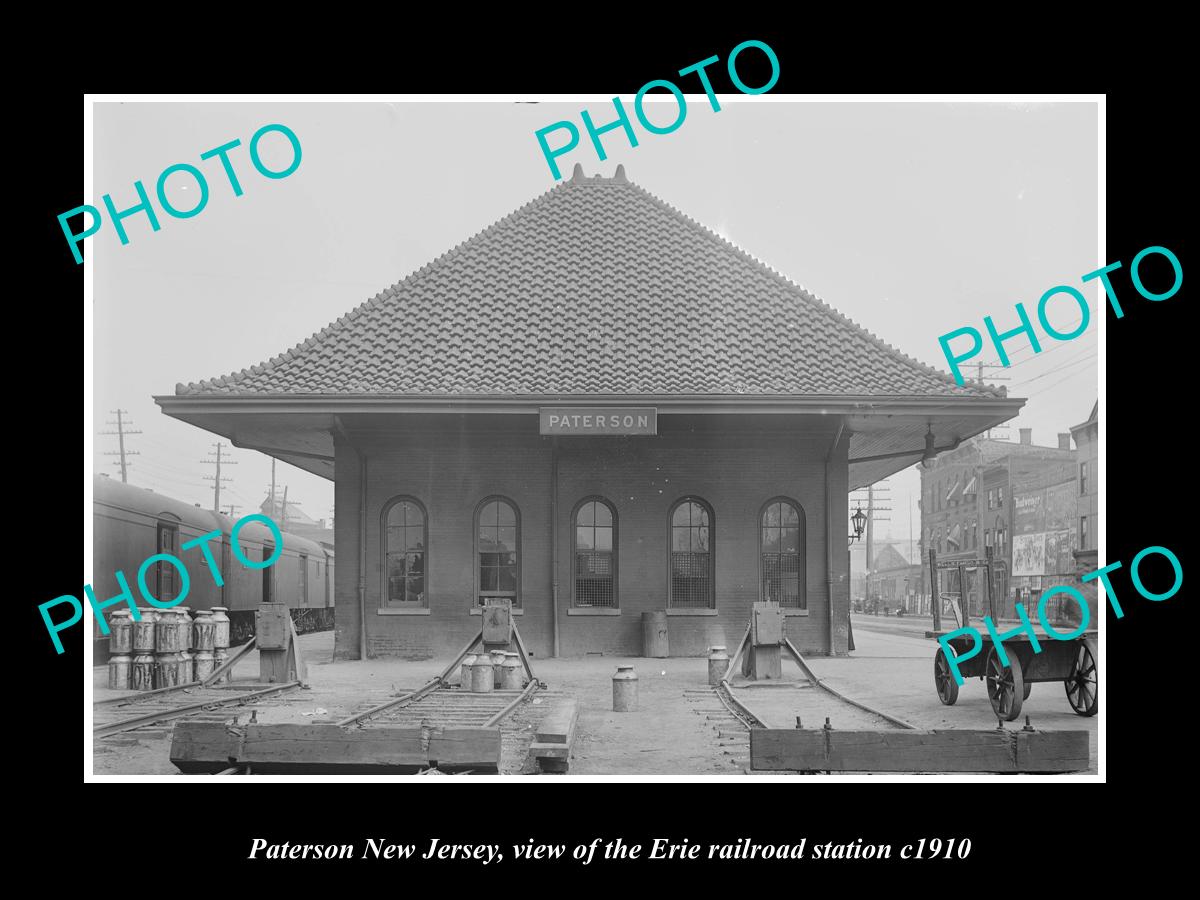 OLD LARGE HISTORIC PHOTO OF PATERSON NEW JERSEY, ERIE RAILROAD STATION c1910 2