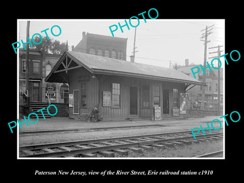 OLD LARGE HISTORIC PHOTO OF PATERSON NEW JERSEY, RIVER RAILROAD STATION c1910 2