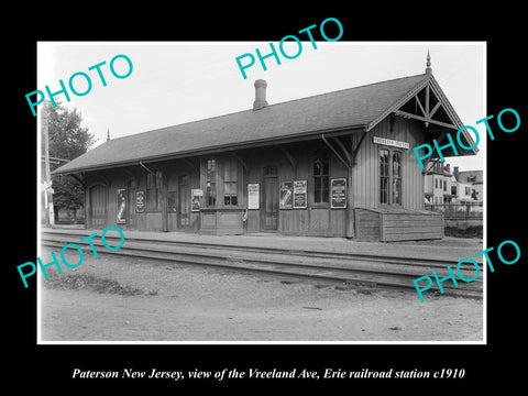 OLD LARGE HISTORIC PHOTO OF PATERSON NEW JERSEY, VREELAND RAILROAD STATION c1910