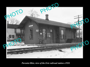 OLD LARGE HISTORIC PHOTO OF PAVONIA OHIO, THE ERIE RAILROAD STATION c1910 1