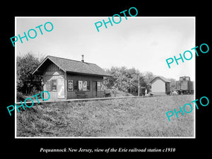 OLD LARGE HISTORIC PHOTO OF PEQUANNOCK NEW JERSEY, ERIE RAILROAD STATION c1910 1