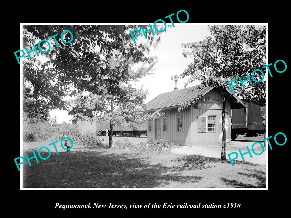 OLD LARGE HISTORIC PHOTO OF PEQUANNOCK NEW JERSEY, ERIE RAILROAD STATION c1910 2