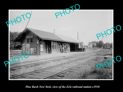 OLD LARGE HISTORIC PHOTO OF PINE BUSH NEW YORK, ERIE RAILROAD STATION c1910 1