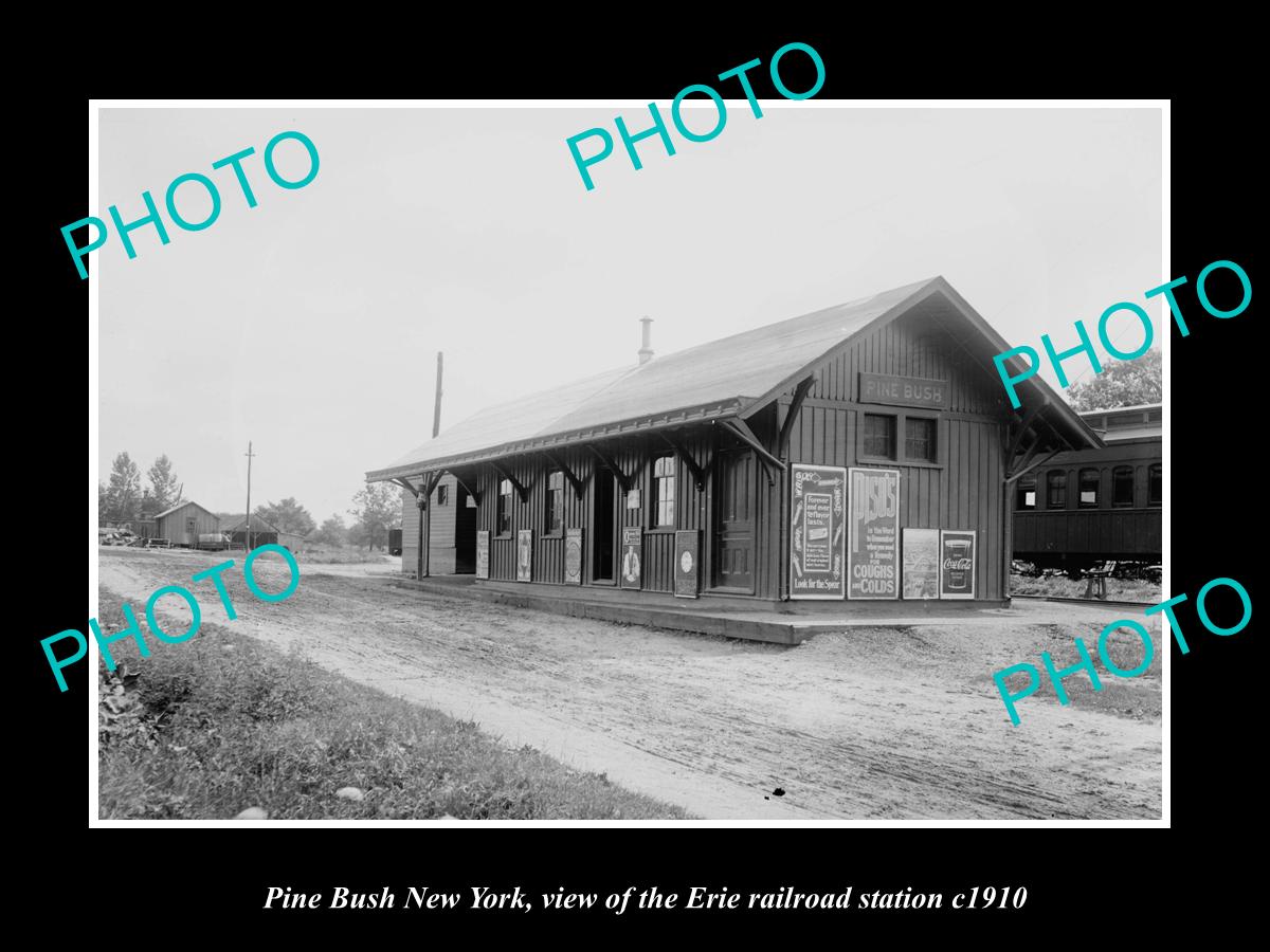 OLD LARGE HISTORIC PHOTO OF PINE BUSH NEW YORK, ERIE RAILROAD STATION c1910 2