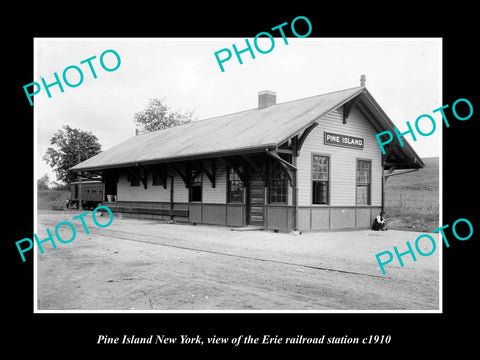 OLD LARGE HISTORIC PHOTO OF PINE ISLAND NEW YORK, ERIE RAILROAD STATION c1910 2