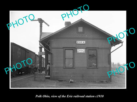 OLD LARGE HISTORIC PHOTO OF POLK OHIO, THE ERIE RAILROAD STATION c1910 2