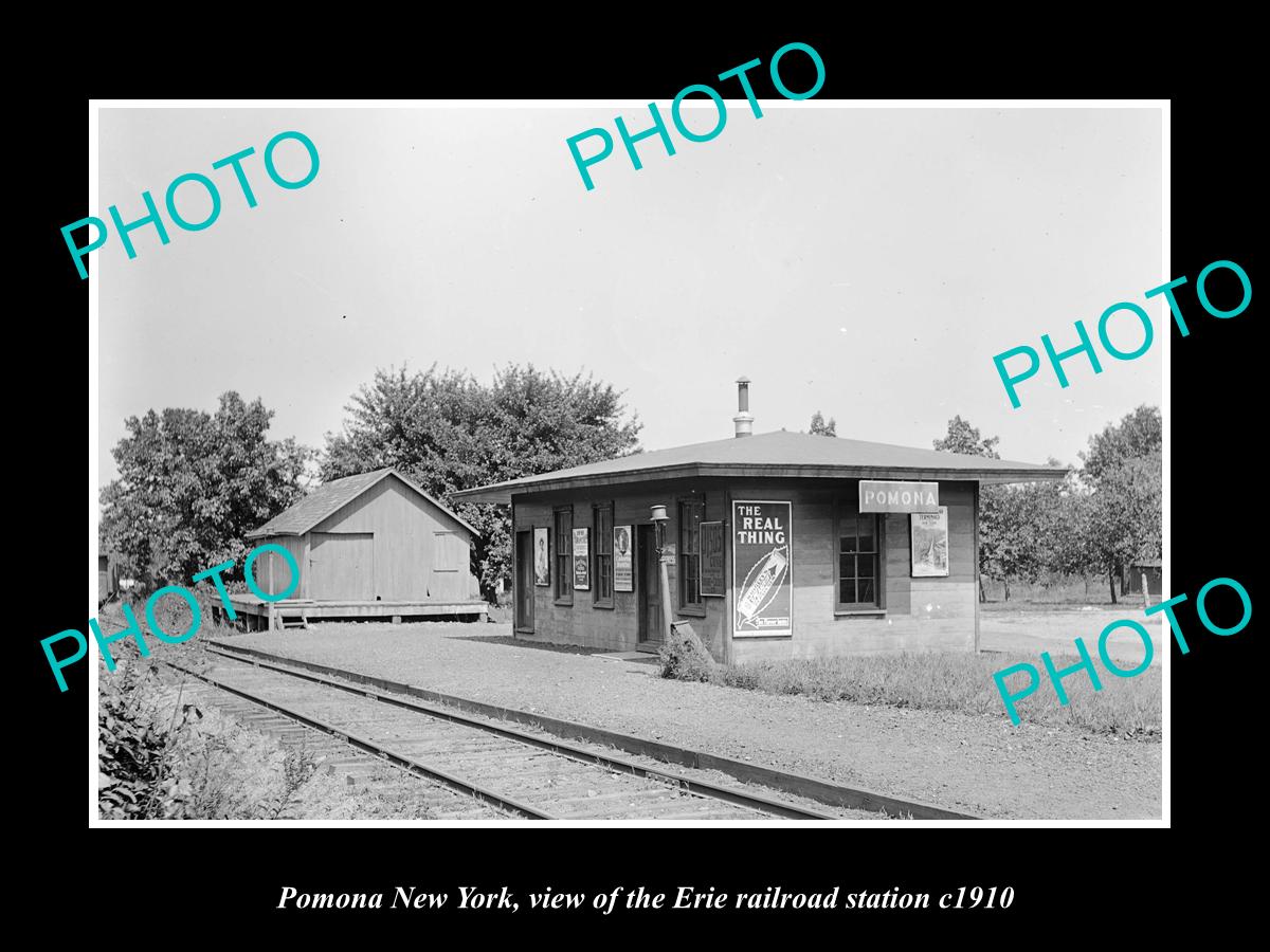 OLD LARGE HISTORIC PHOTO OF POMONA NEW YORK, ERIE RAILROAD STATION c1910 1