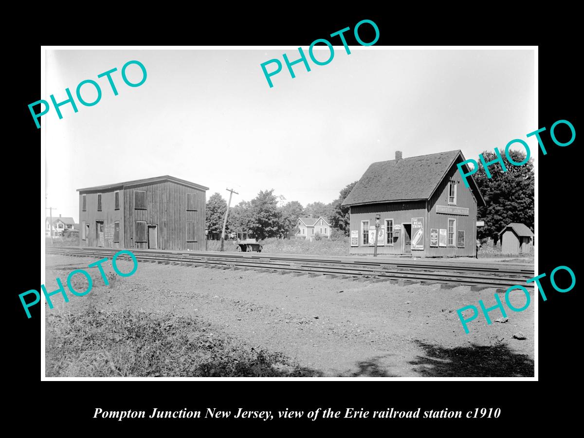 OLD HISTORIC PHOTO OF POMPTON JUNCTION NEW JERSEY, ERIE RAILROAD STATION c1910 1