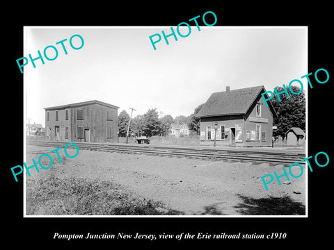 OLD HISTORIC PHOTO OF POMPTON JUNCTION NEW JERSEY, ERIE RAILROAD STATION c1910 1