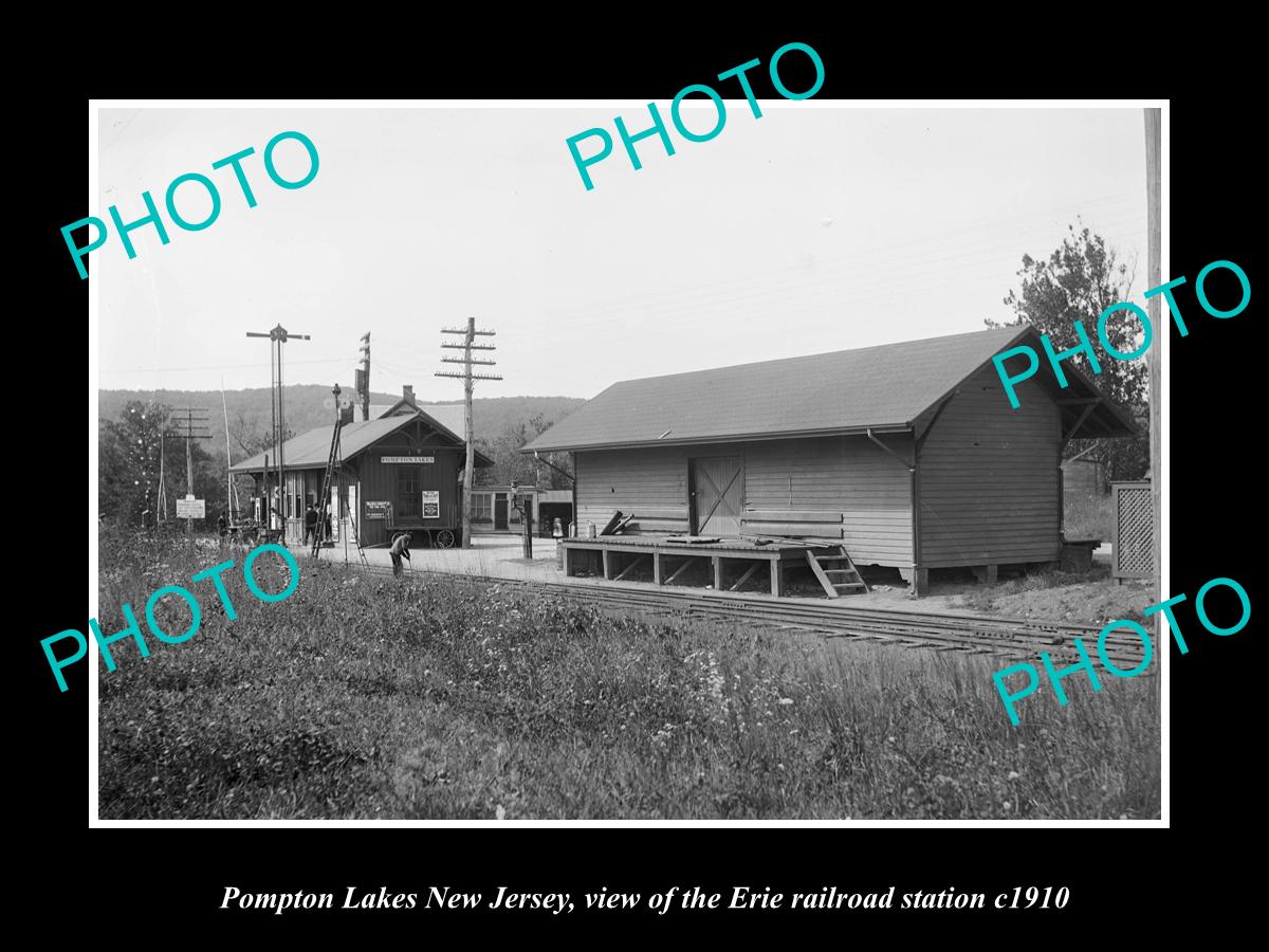 OLD HISTORIC PHOTO OF POMPTON LAKES NEW JERSEY, ERIE RAILROAD STATION c1910 1